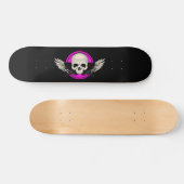 Wing Skull - Roze Persoonlijk Skateboard (Horizontaal)