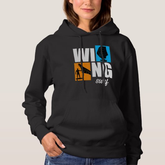 Wing Surf Wingfoil Wingsurf Retro Hoodie (Voorkant)