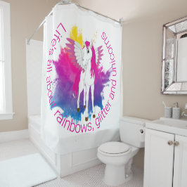 Wing Unicorn Party aquarel thema Douchegordijn