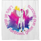 Wing Unicorn Party aquarel thema Douchegordijn (Voorkant)