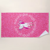 Wing Unicorn Party Glitter Pink Strandlaken (Voorkant)