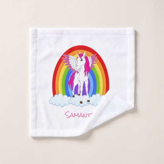Wing Unicorn Party Rainbow Bad Handdoek (Wasdoekje)
