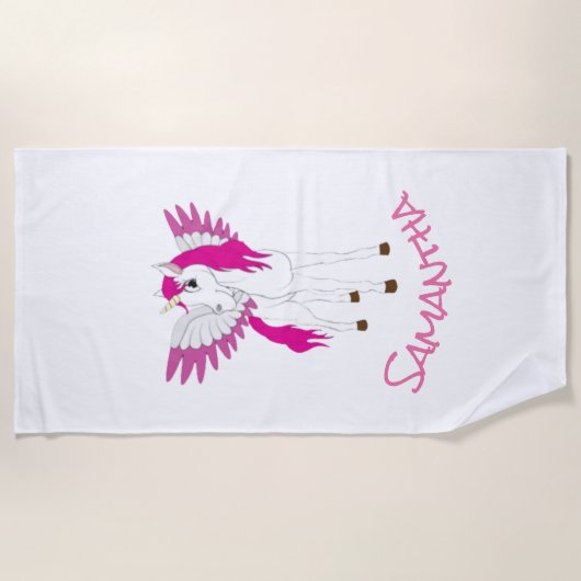 Wing Unicorn Party Rainbow Beach Towel Strandlaken (Voorkant)