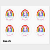 Wing Unicorn Party Rainbow Classic Round Sticker (Vel)
