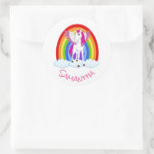 Wing Unicorn Party Rainbow Classic Round Sticker (Tas)