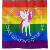 Wing Unicorn Party Rainbow Douchegordijn (Voorkant)