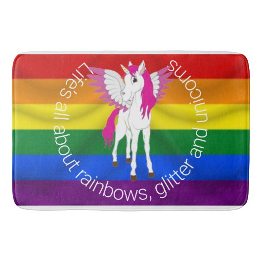 Wing Unicorn Party Rainbow Showgordijn Badmat (Voorkant)