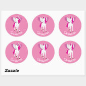 Wing Unicorn Party roze Classic Round Sticker (Vel)