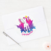 Wing Unicorn Party roze Classic Round Sticker (Envelop)