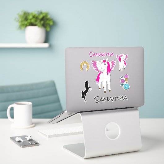Wing Unicorn thema Sticker (Laptop op bureau)