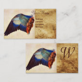 WING VAN EEN ROLLER OP ANTIEK PARCHMENTMonogram Visitekaartje (Voorkant / Achterkant)