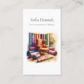 Wingback stoel en stof, meubelrestauratie visitekaartje (Voorkant)