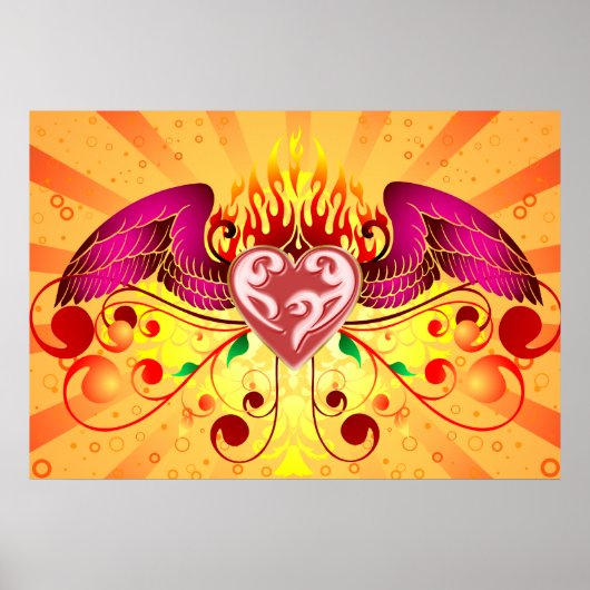 Wingd Flaming Heart Poster (Voorkant)