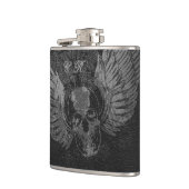 Wingd Skull Vinyl Wrapped Flask, 6 oz. Heupfles (Links)