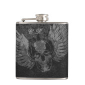 Wingd Skull Vinyl Wrapped Flask, 6 oz. Heupfles (Voorkant)