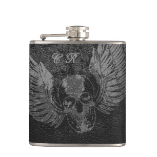 Wingd Skull Vinyl Wrapped Flask, 6 oz. Heupfles
