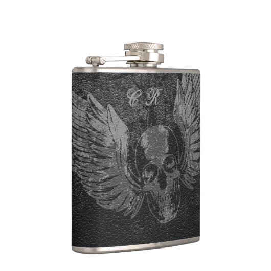Wingd Skull Vinyl Wrapped Flask, 6 oz. Heupfles (Rechts)