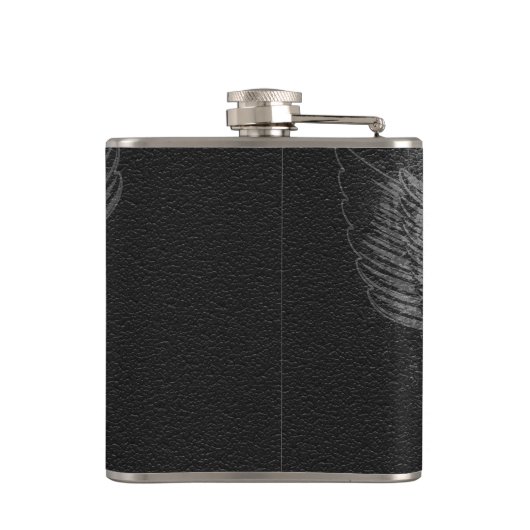 Wingd Skull Vinyl Wrapped Flask, 6 oz. Heupfles (Achterkant)