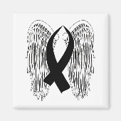 Winged Awareness Ribbon (Black) Magneet (Voorkant)