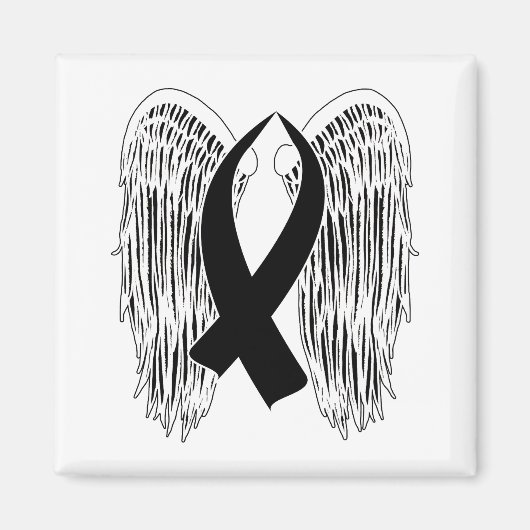 Winged Awareness Ribbon (Black) Magneet (Voorkant)