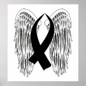 Winged Awareness Ribbon (Black) Poster (Voorkant)