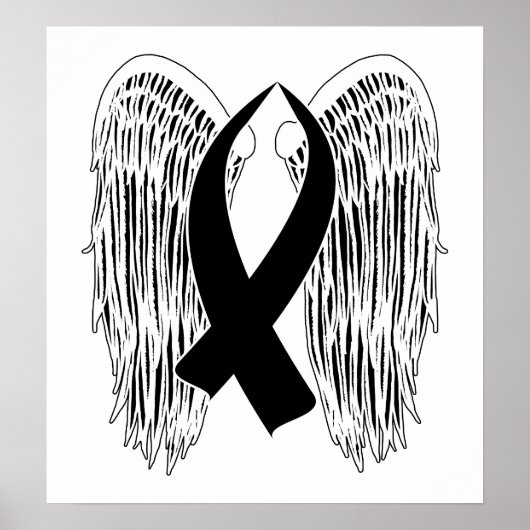Winged Awareness Ribbon (Black) Poster (Voorkant)
