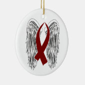 Winged Awareness Ribbon (Bourgogne) Keramisch Ornament (Rechts)