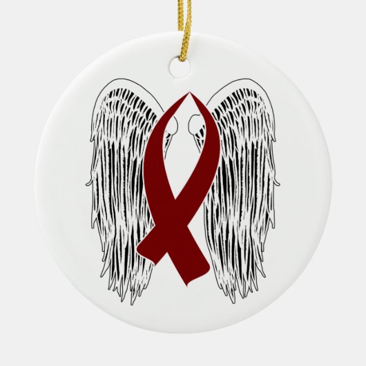 Winged Awareness Ribbon (Bourgogne) Keramisch Ornament (Voorkant)
