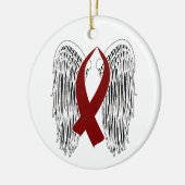 Winged Awareness Ribbon (Bourgogne) Keramisch Ornament (Links)