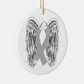 Winged Awareness Ribbon (Grey Ribbon) Keramisch Ornament (Rechts)