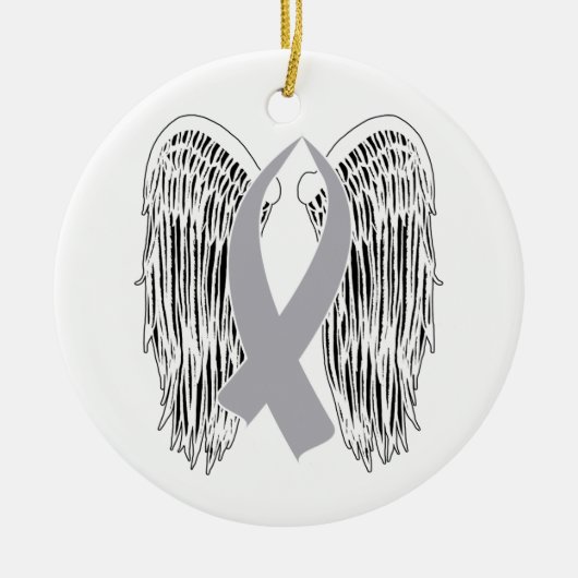 Winged Awareness Ribbon (Grey Ribbon) Keramisch Ornament (Voorkant)