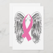 Winged Awareness Ribbon (Pink) Feestdagenkaart (Voorkant / Achterkant)