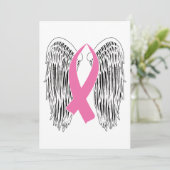 Winged Awareness Ribbon (Pink) Feestdagenkaart (Staand voorkant)
