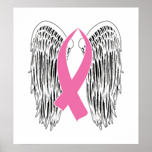 Winged Awareness Ribbon (Pink) Poster
