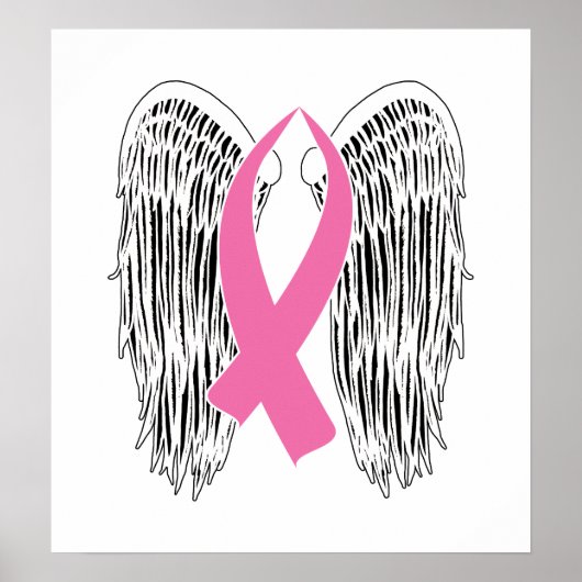 Winged Awareness Ribbon (Pink) Poster (Voorkant)