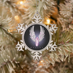 Winged ballet (Dance) Snowflake Pewter Kerstmis O Tin Sneeuwvlok Ornament