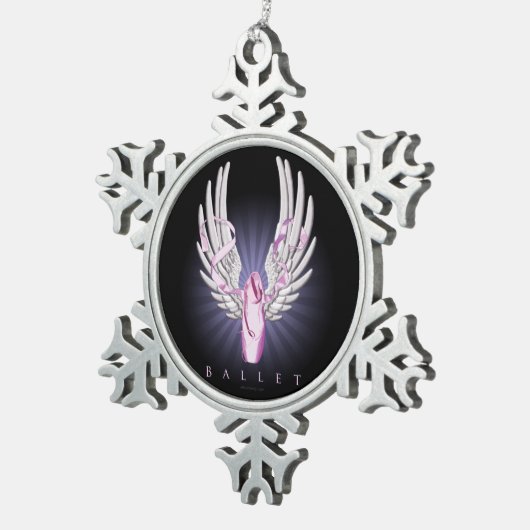 Winged ballet (Dance) Snowflake Pewter Kerstmis O Tin Sneeuwvlok Ornament (Rechts)