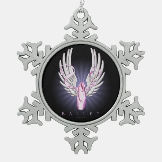 Winged ballet (Dance) Snowflake Pewter Kerstmis O Tin Sneeuwvlok Ornament (Voorkant)