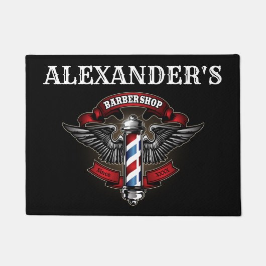 Winged Barber Pole Logo personaliseren Deurmat (Voorkant)