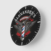 Winged Barber Pole Logo personaliseren Ronde Klok (Hoek)