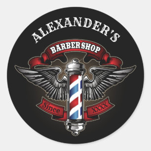 Winged Barber Pole personaliseren Ronde Sticker