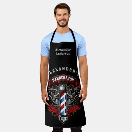 Winged Barber Pole Square Personalize Schort (Gedragen)