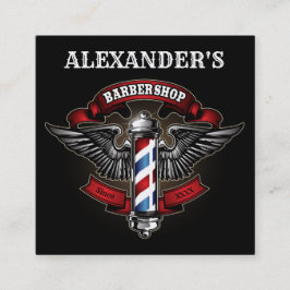 Winged Barber Pole Square Personalize Vierkante Visitekaartje