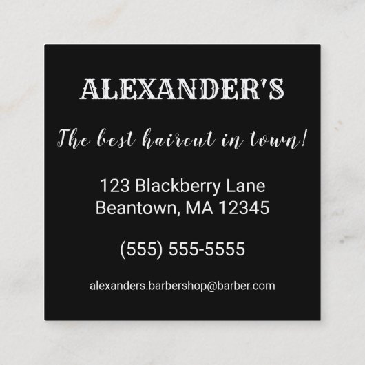 Winged Barber Pole Square Personalize Vierkante Visitekaartje (Achterkant)