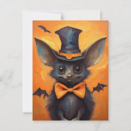 Winged Bat in Tall Witch Hat Briefkaart