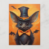 Winged Bat in Tall Witch Hat Briefkaart (Voorkant)