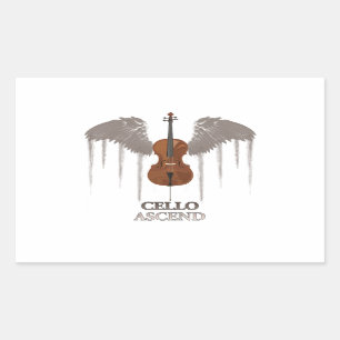 Winged Cello-ontwerp met schitterende vormgeving Rechthoekige Sticker