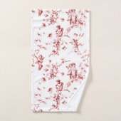  Winged Cherub Angels Flowers Red Toile Bad Handdoek (Handdoek)