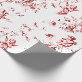  Winged Cherub Angels Flowers Red Toile Cadeaupapier (Hoek)