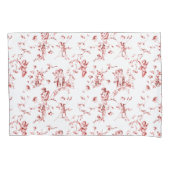  Winged Cherub Angels Flowers Red Toile Kussensloop (Voorkant-Links)